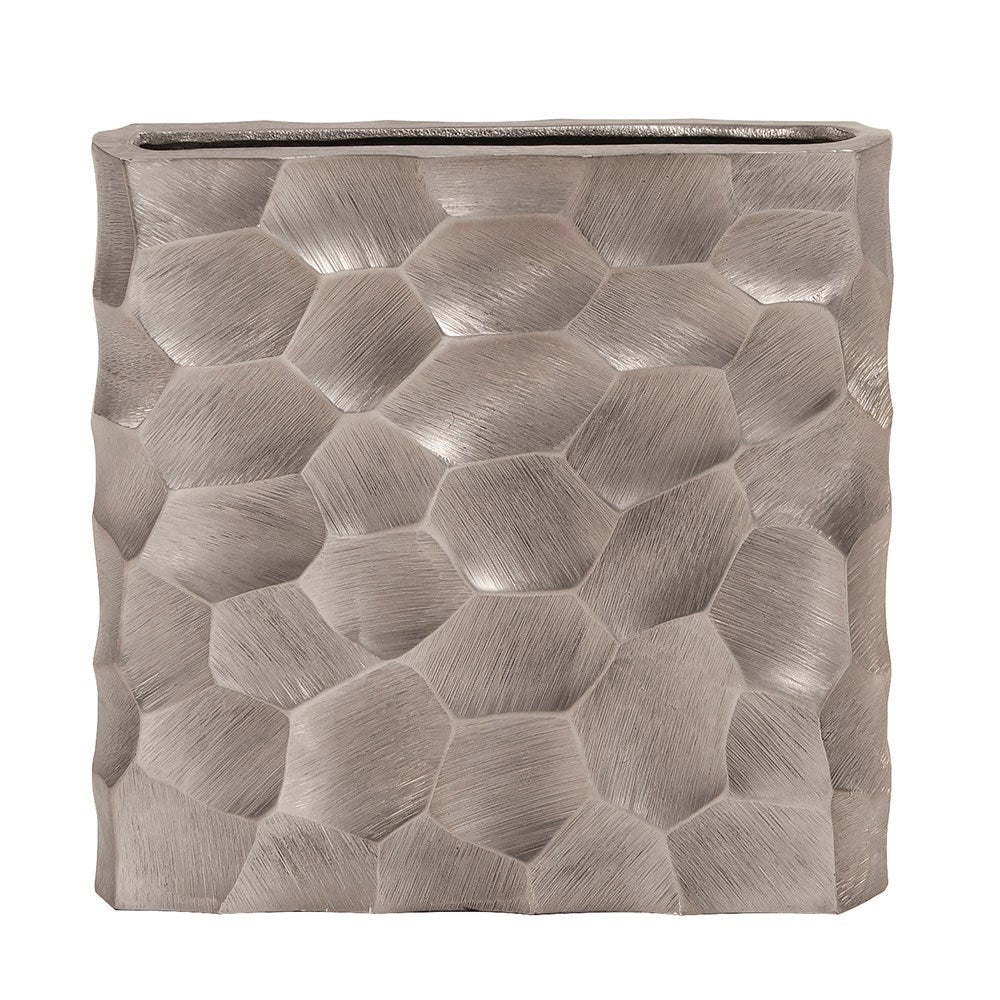 Hammered Aluminum Flat Small Graphite Vase