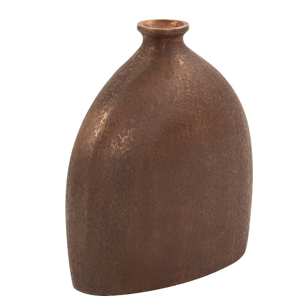 Textured Flask Small Dark Copper Vase