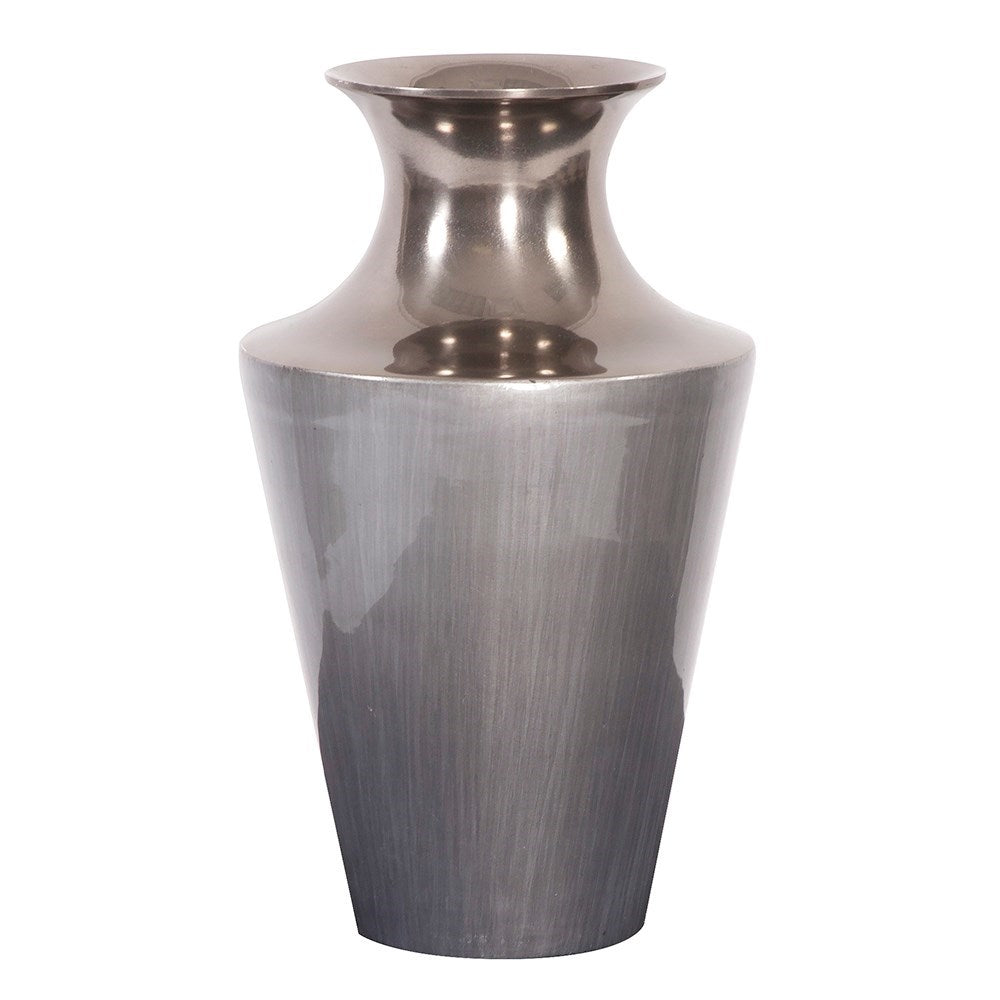 Flared Aluminum Vase with Gray Glaze, Small