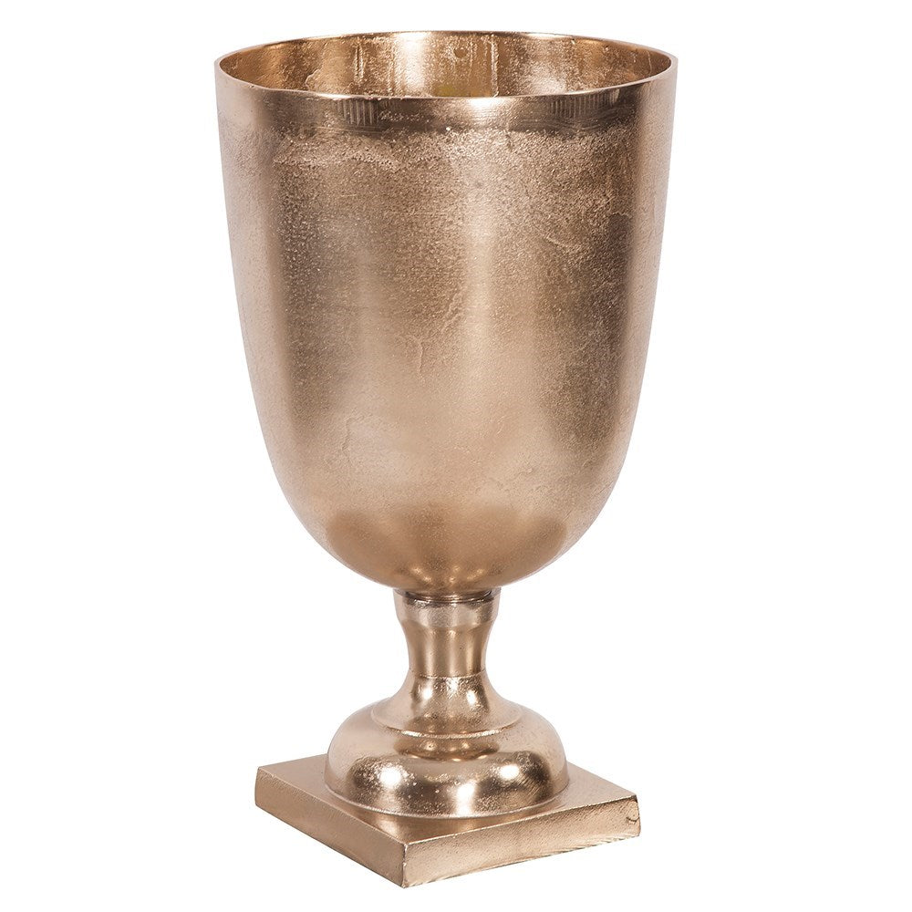 Raw Gold Aluminum Footed Chalice Vase, Large