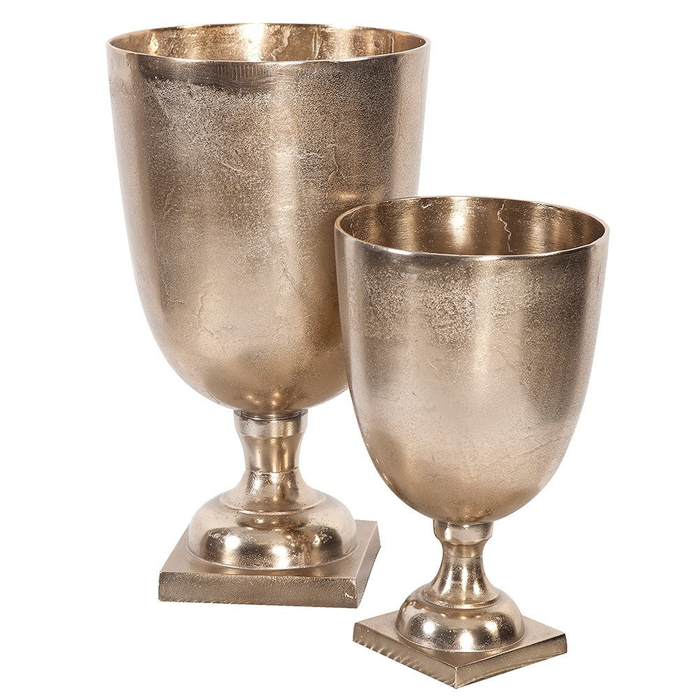 Raw Gold Aluminum Footed Chalice Vase, Large