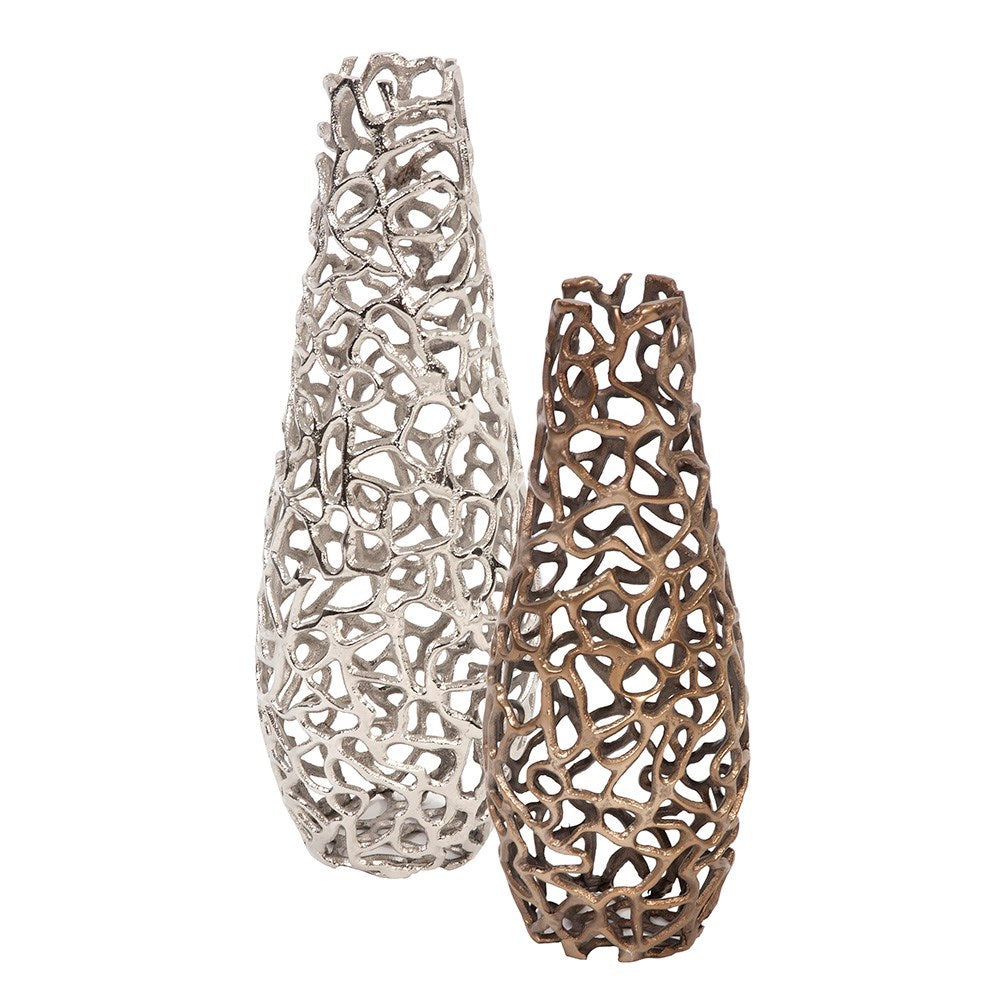 Silver Aluminum Branch Vase, Large