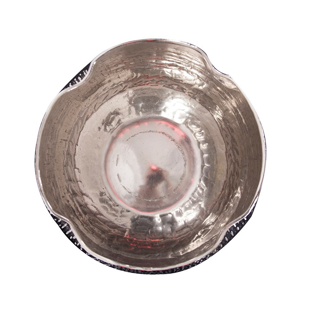 Textured Bright Silver Aluminum Pinch pot Votive Holder, Large