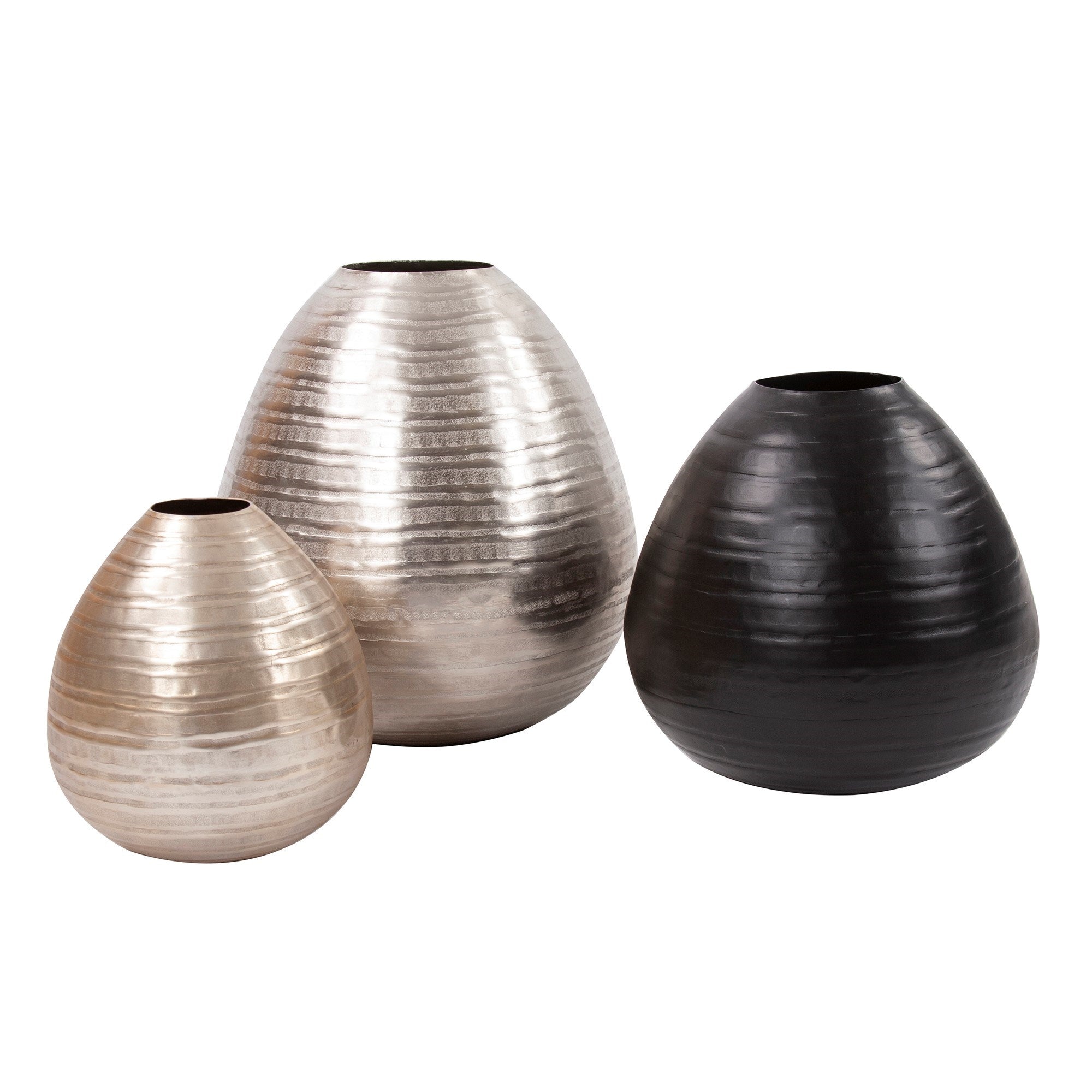 Chiseled Black Teardrop Vase, Medium