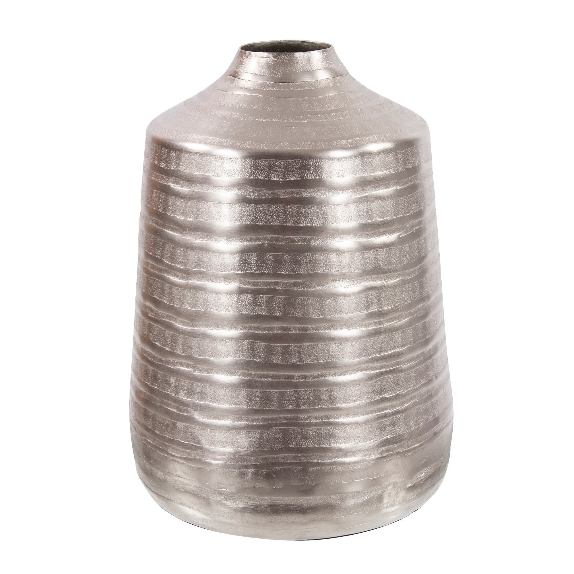 Chiseled Silver Cylinder Vase, Large
