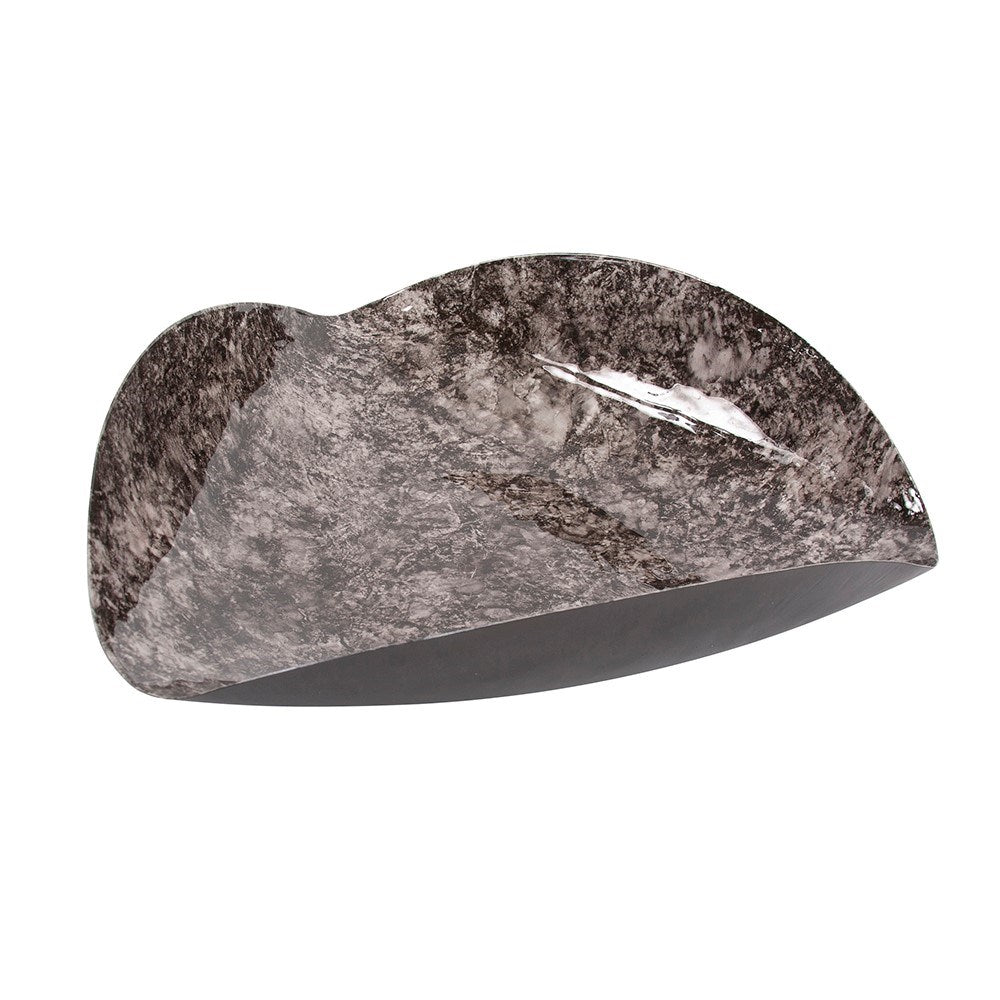 Flared Black Marbled Iron Plate, Small