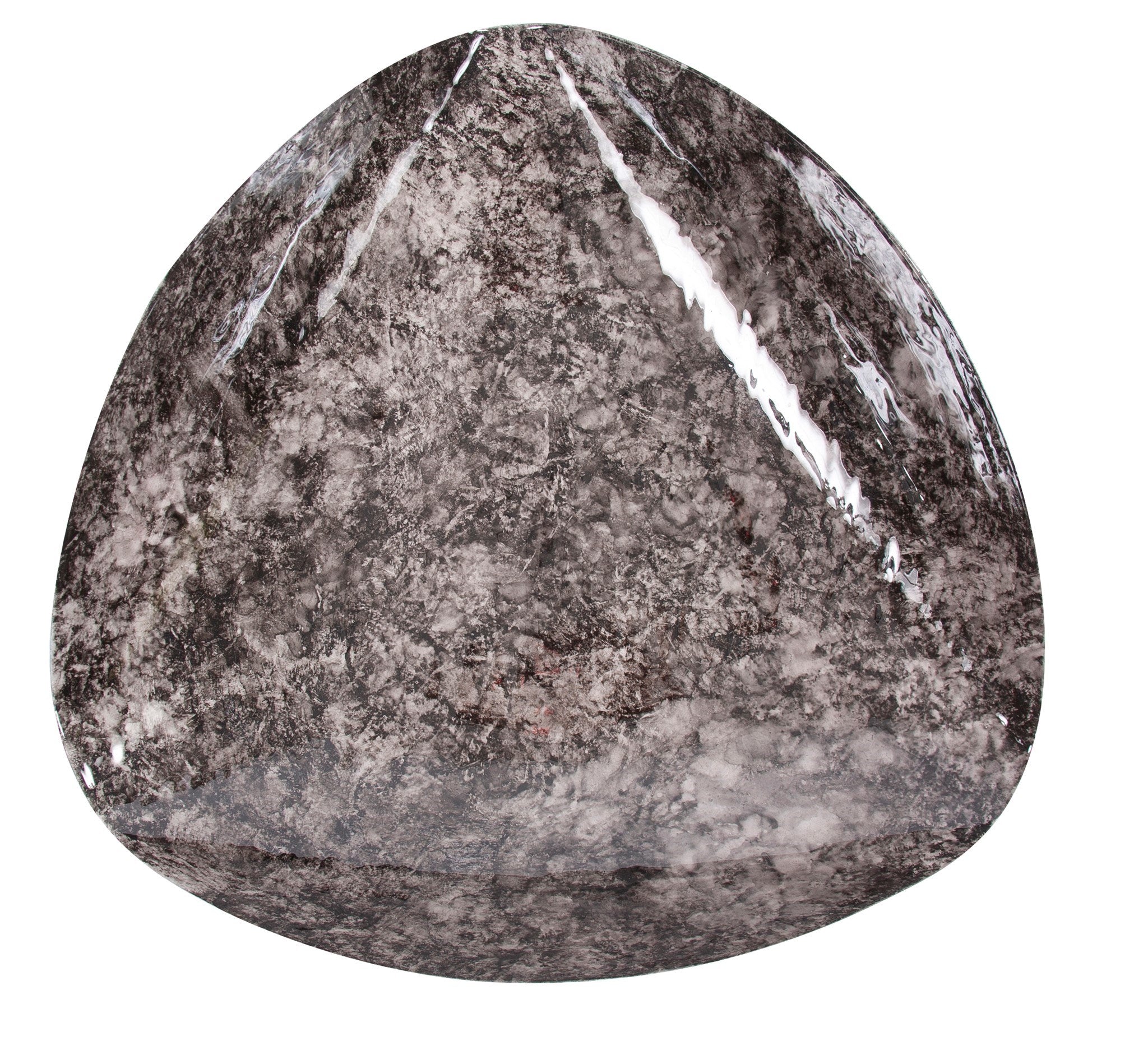 Flared Black Marbled Iron Plate, Small