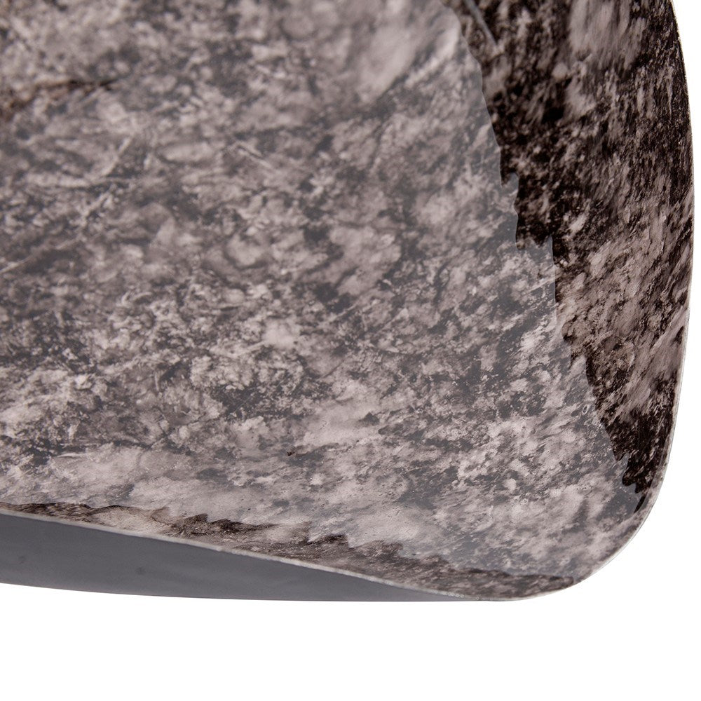 Flared Black Marbled Iron Plate, Small