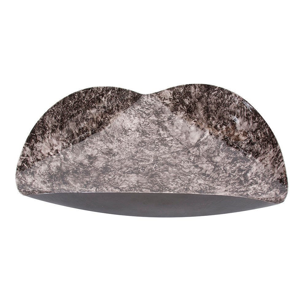 Flared Black Marbled Iron Plate, Small