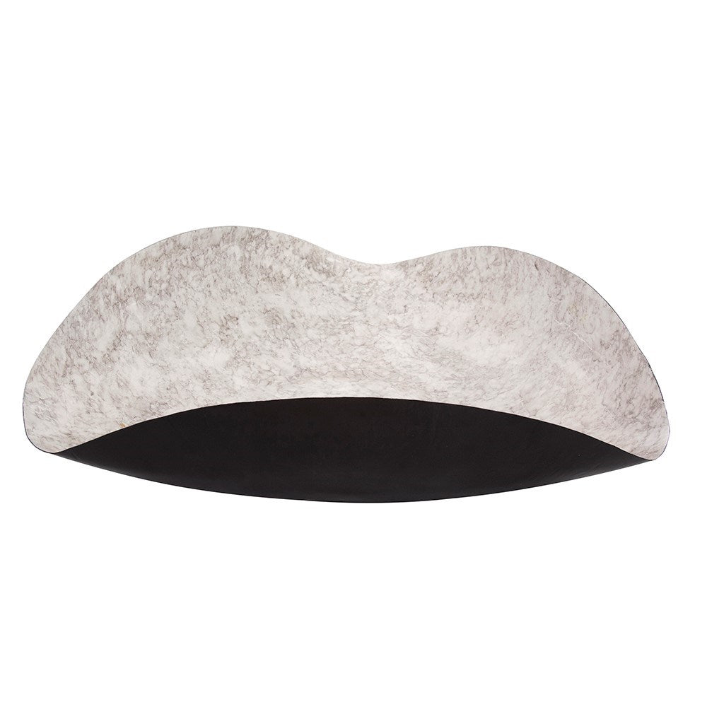 Flared Gray Marbled Iron Plate, Large