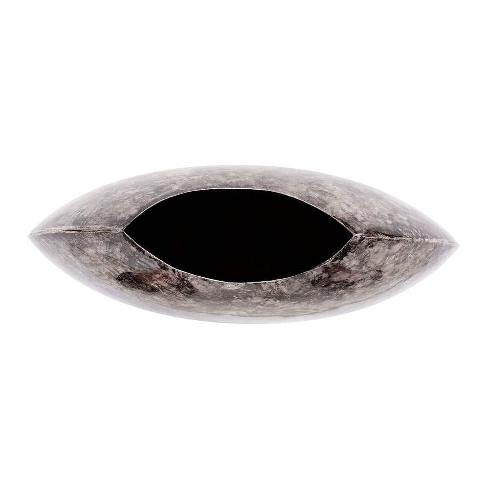 Round Black Marbled Iron Disc Vase, Small