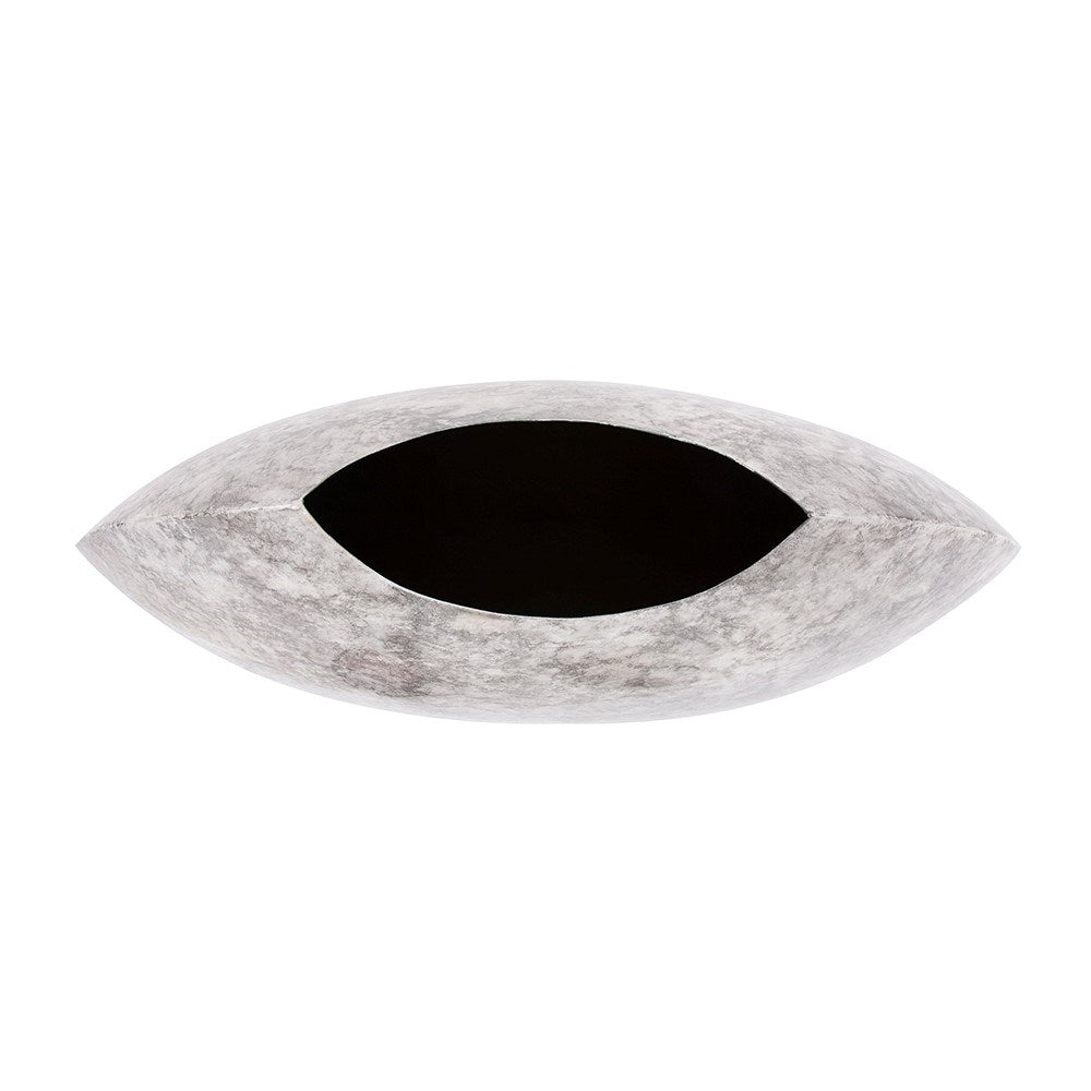 Round Gray Marbled Iron Disc Vase, Large