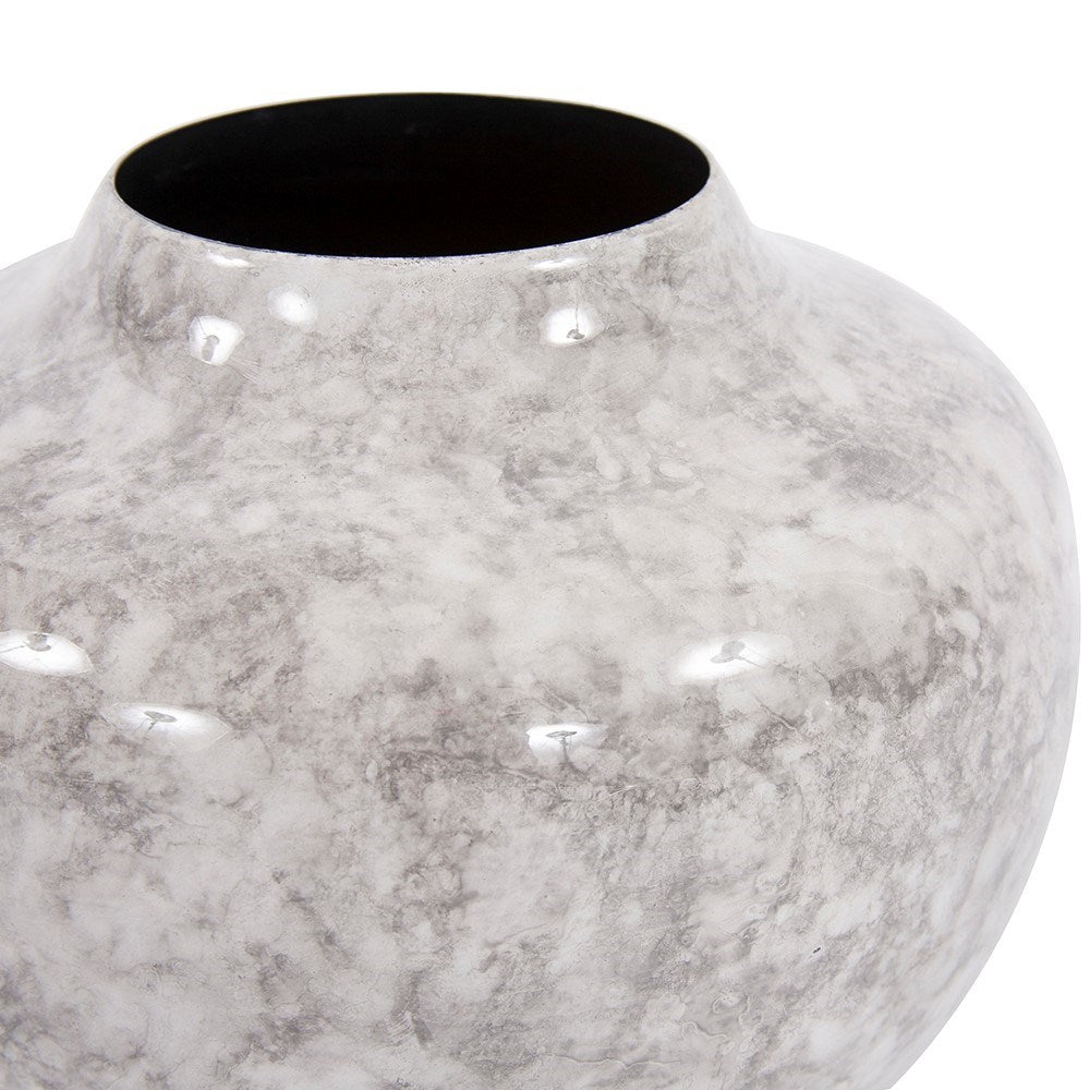 Round Gray Marbled Iron Pod Vase, Small