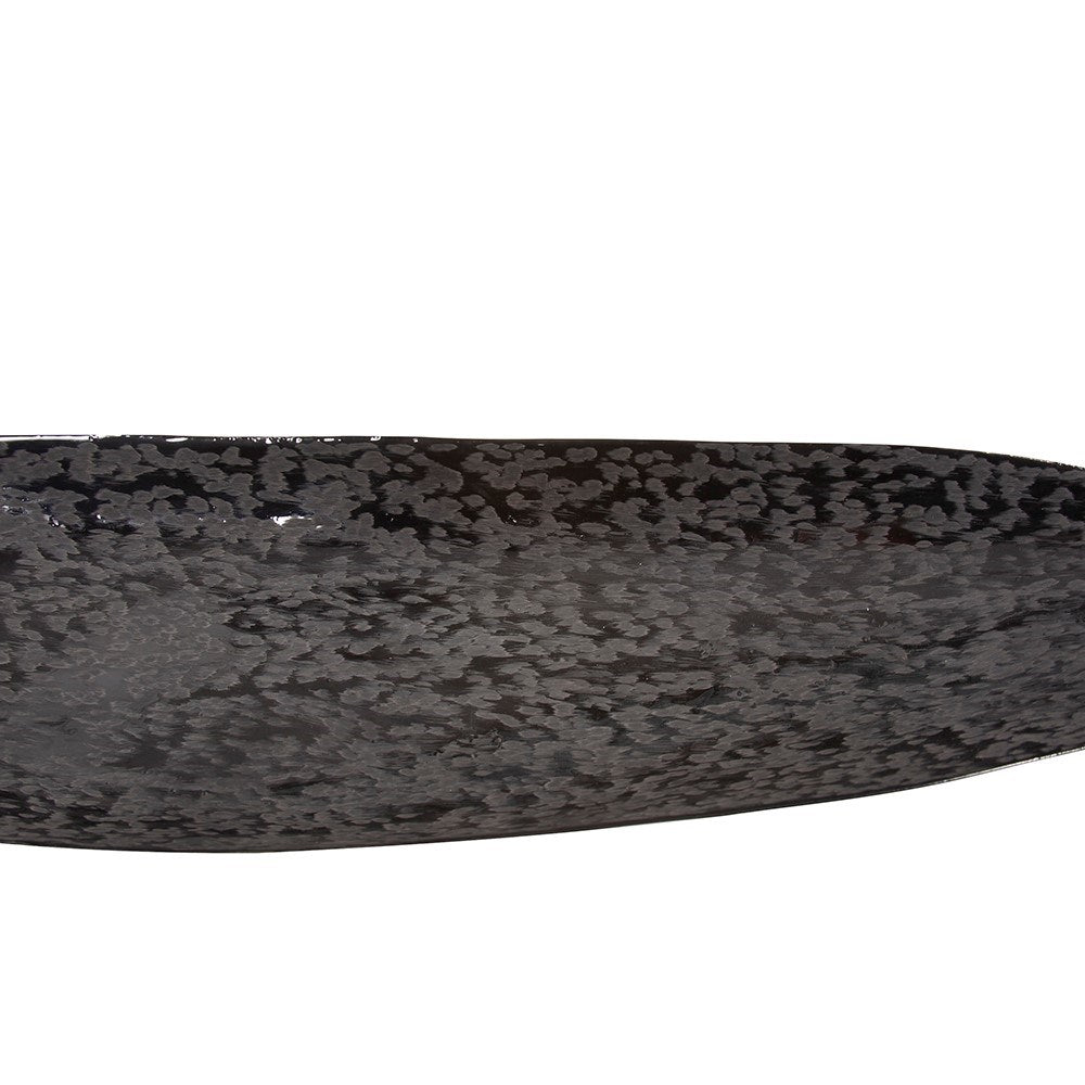 Chiseled Texture Black Iron Elongated Tray, Small