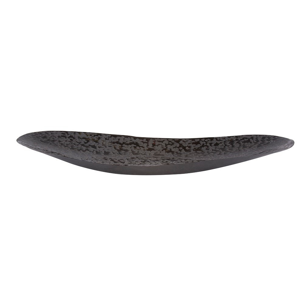 Chiseled Texture Black Iron Elongated Tray, Small