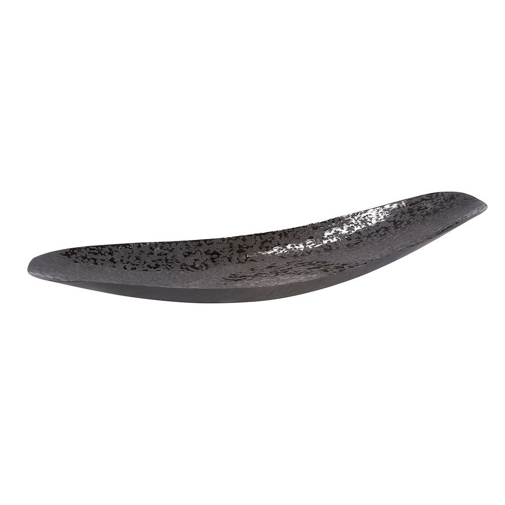 Chiseled Texture Black Iron Elongated Tray, Large