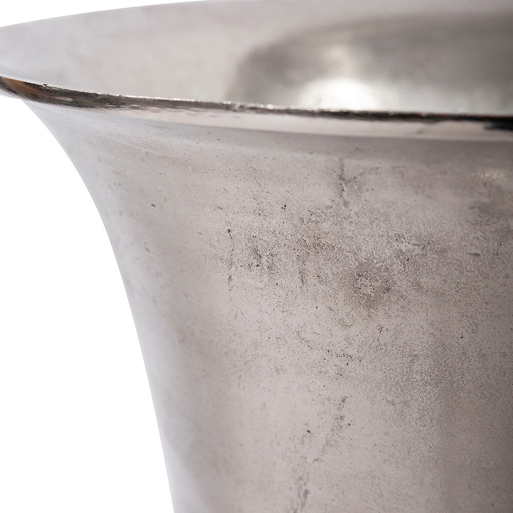 Silver Aluminum Footed Oversized Vase, Large