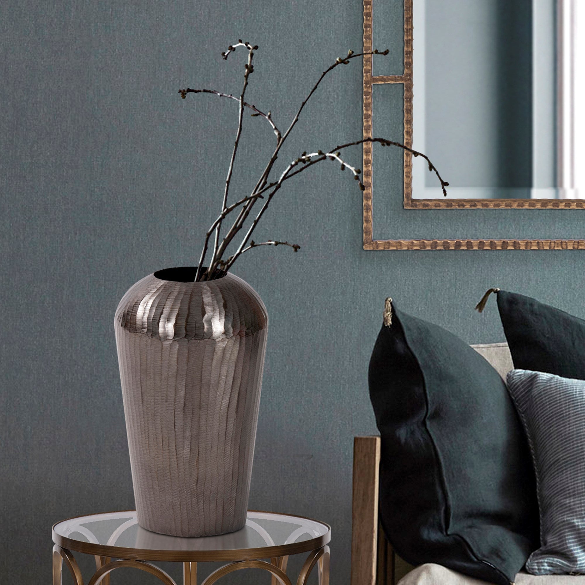 Carbon Gray Chiseled Aluminum Vase