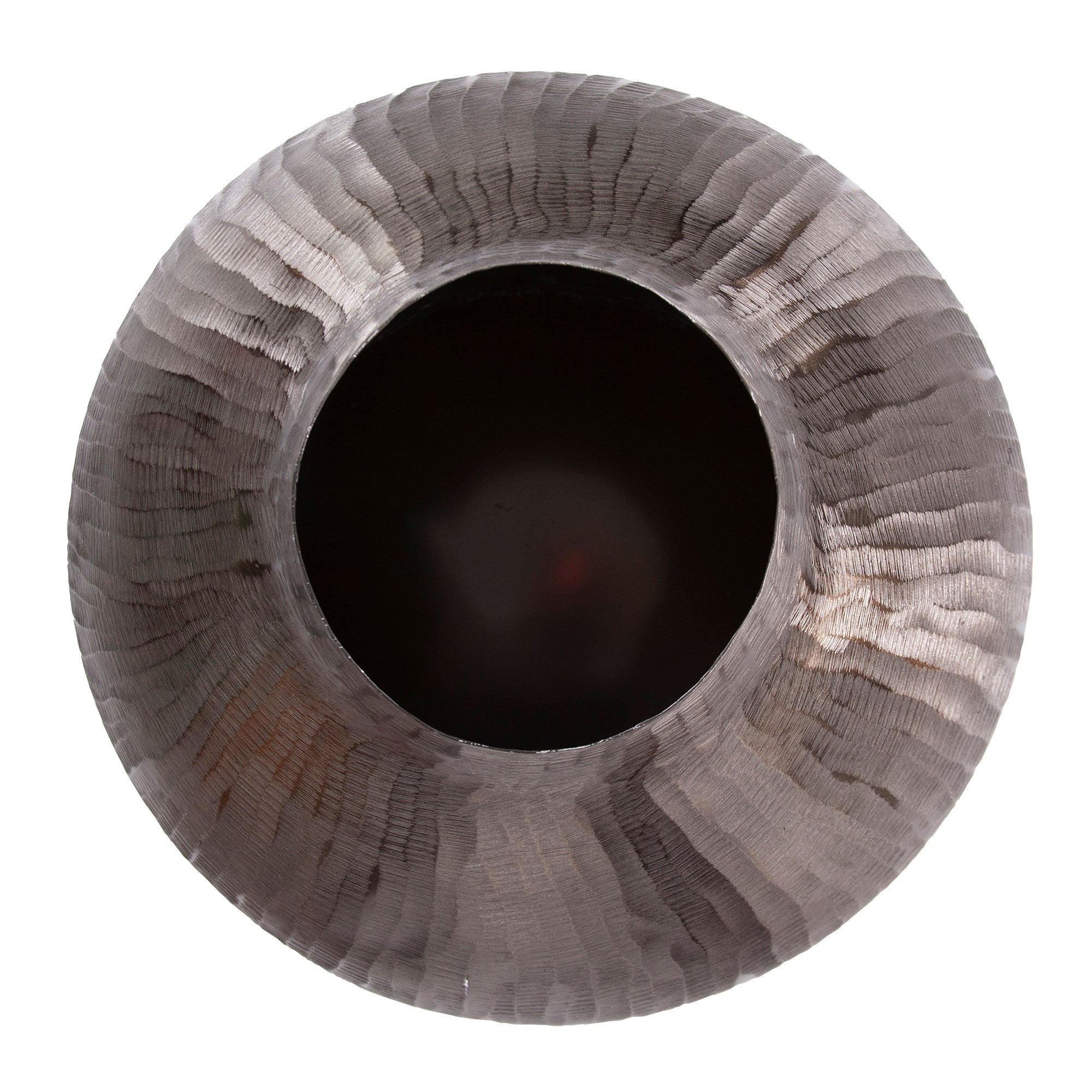 Carbon Gray Round Chiseled Aluminum Vase