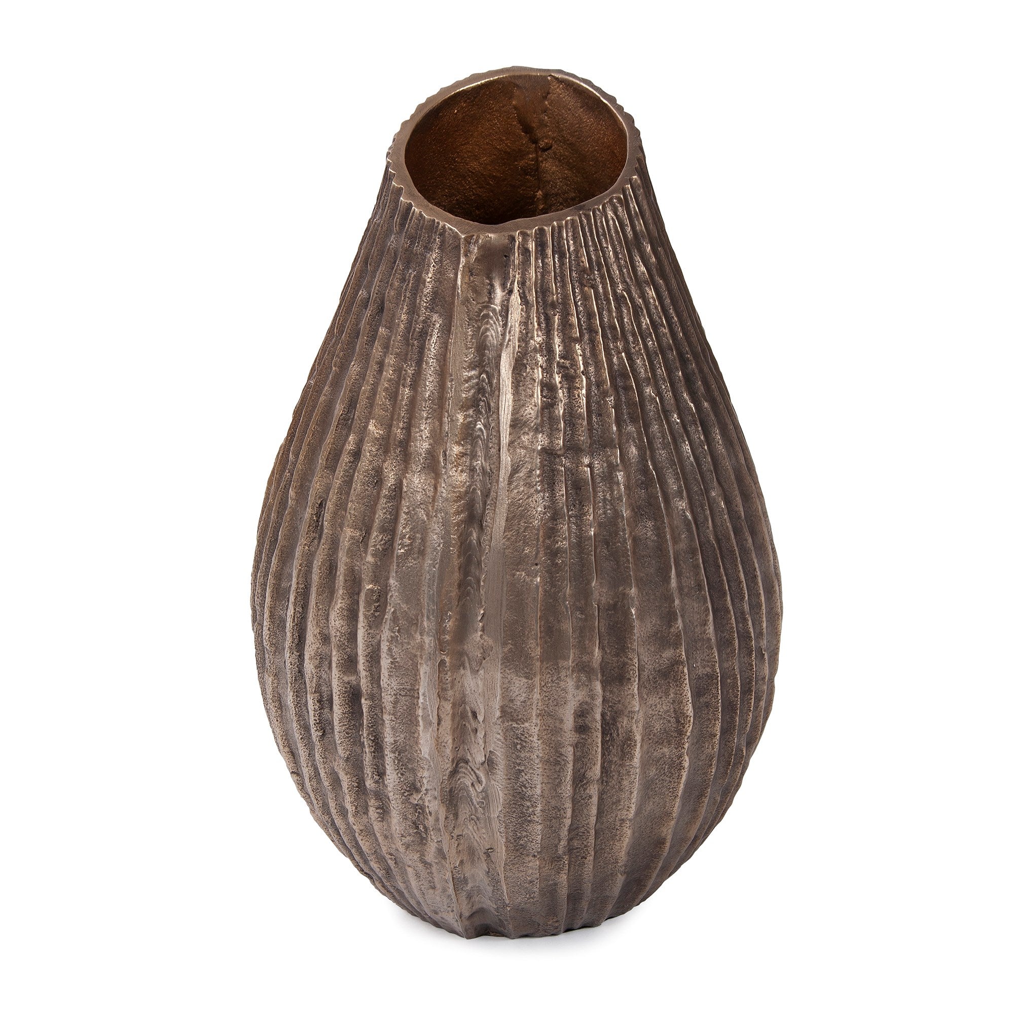 Organic Grooved Teardrop Aluminum Vase