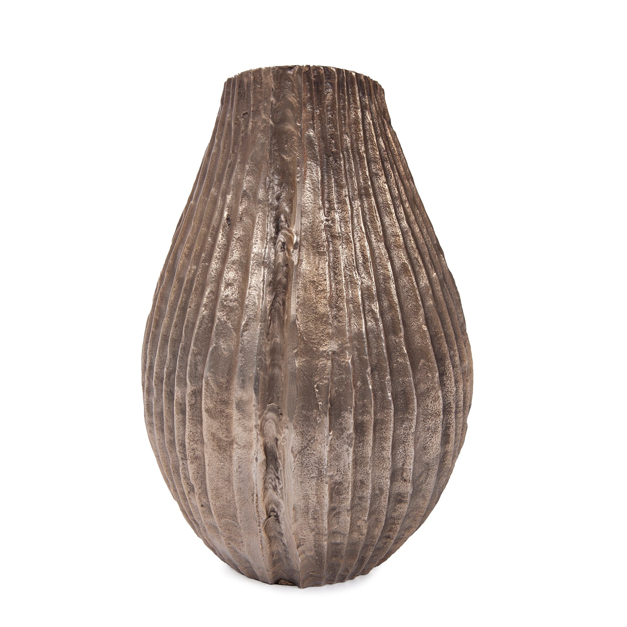Organic Grooved Teardrop Aluminum Vase
