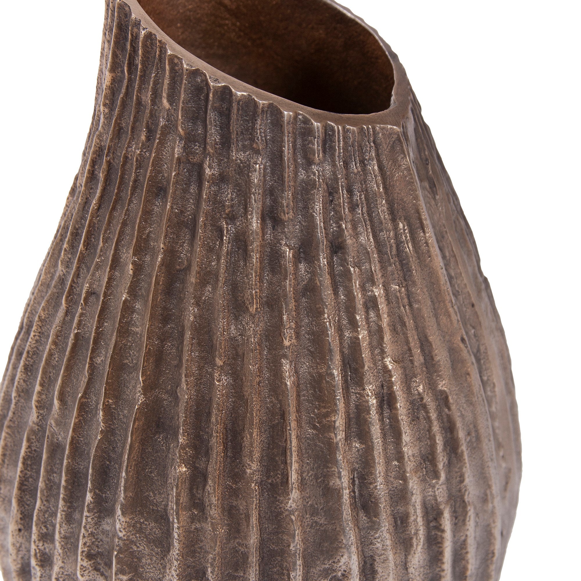Organic Grooved Teardrop Aluminum Vase
