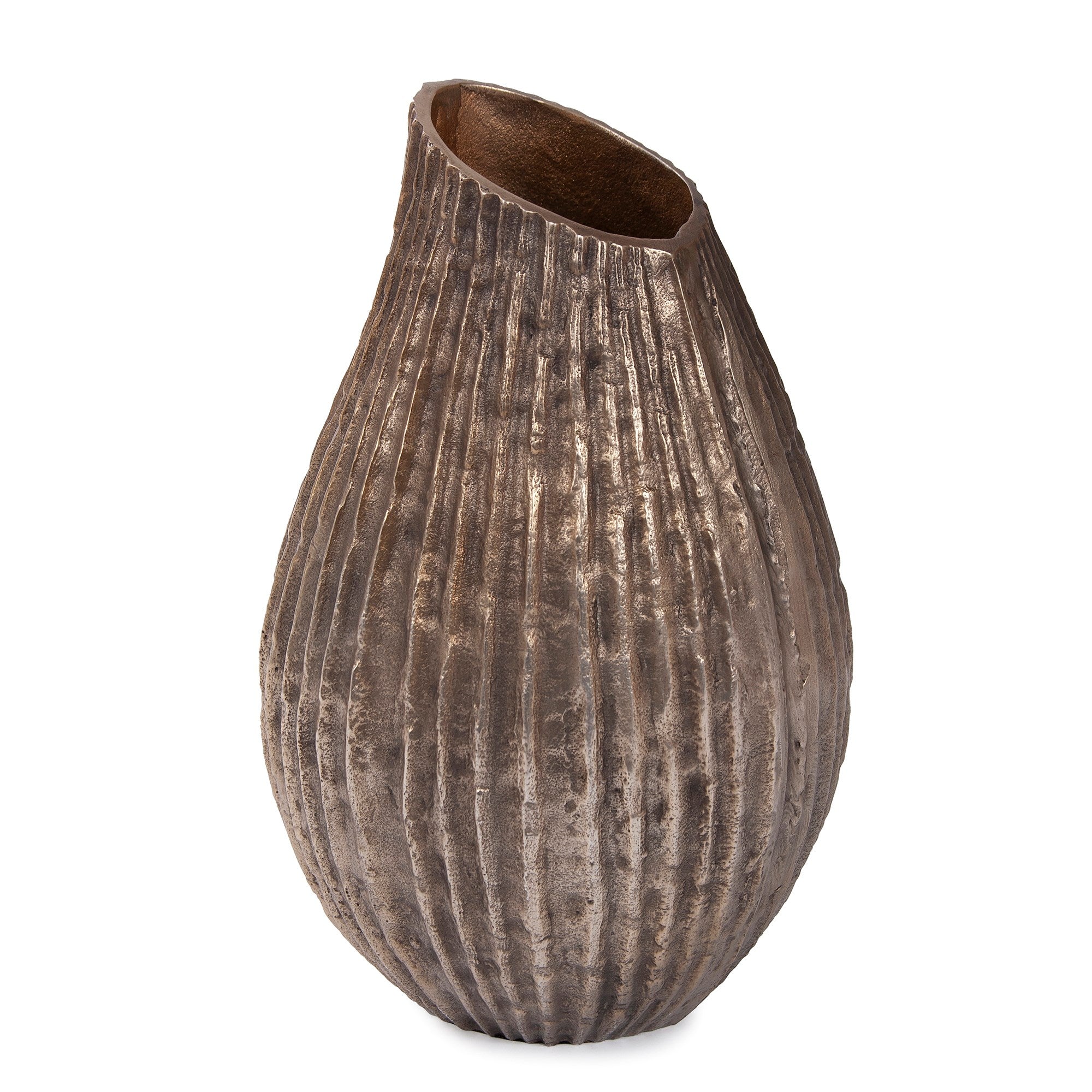 Organic Grooved Teardrop Aluminum Vase