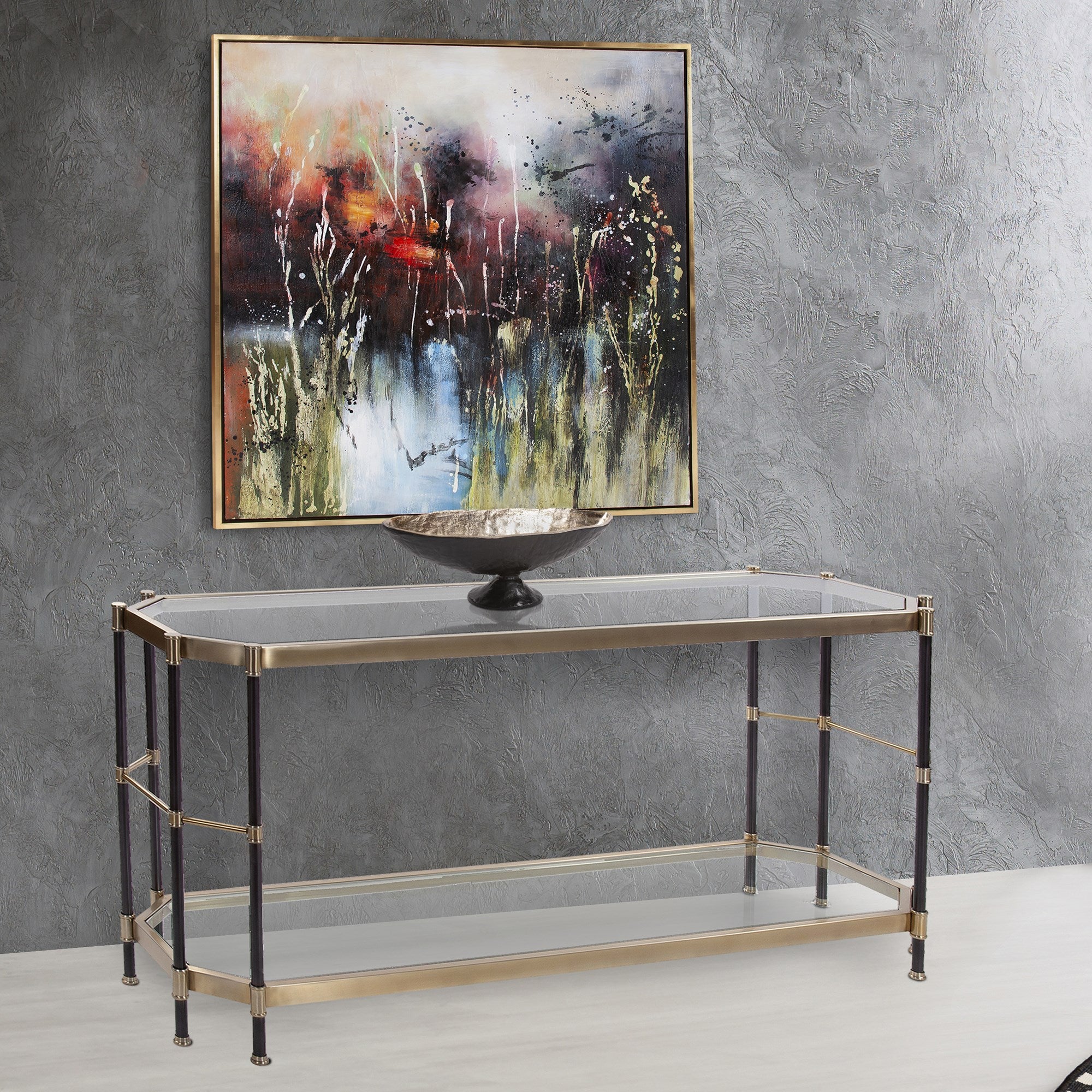 Hammered Ebony Aluminum Footed Bowl