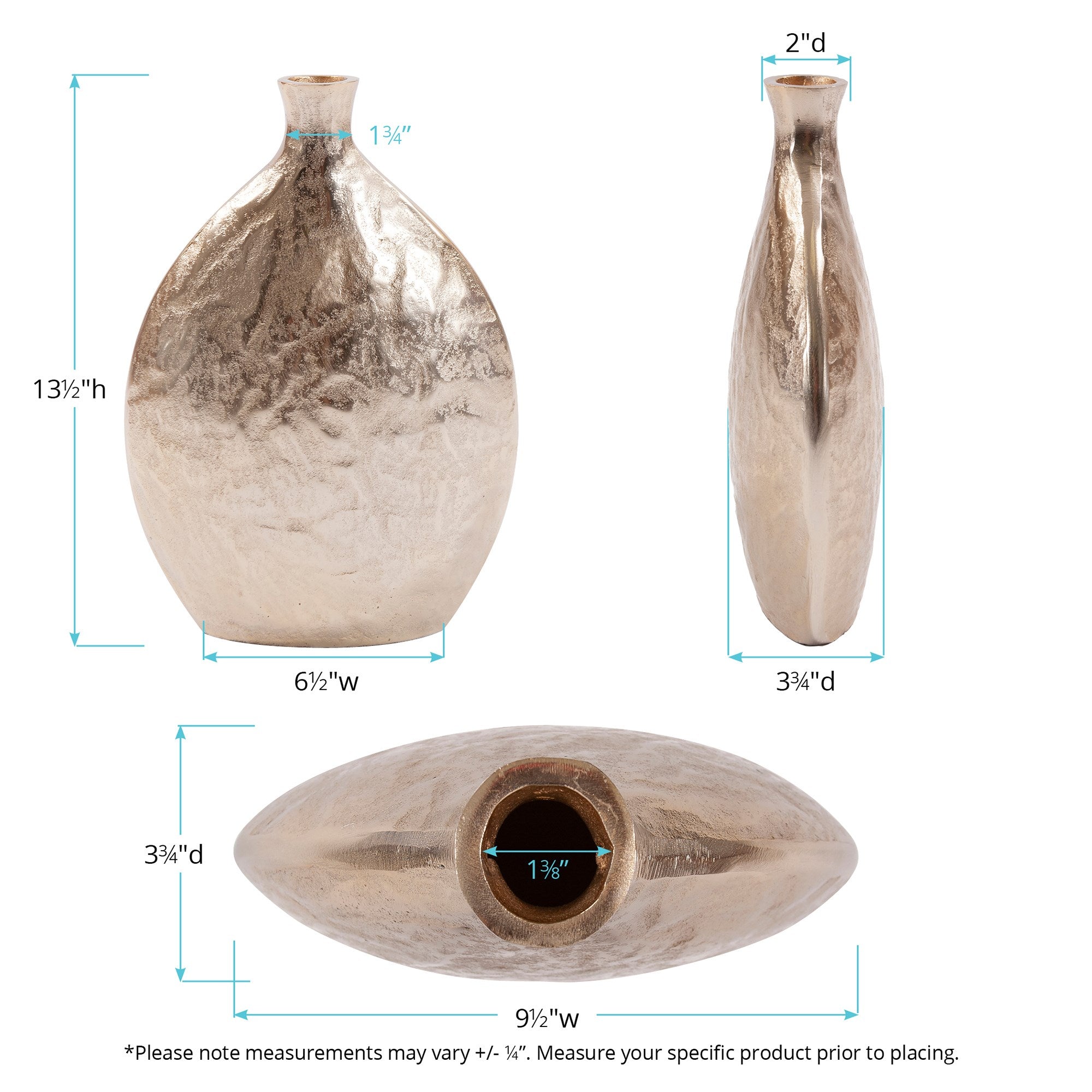 Hammered Organic Gold Aluminum Bottle, Small