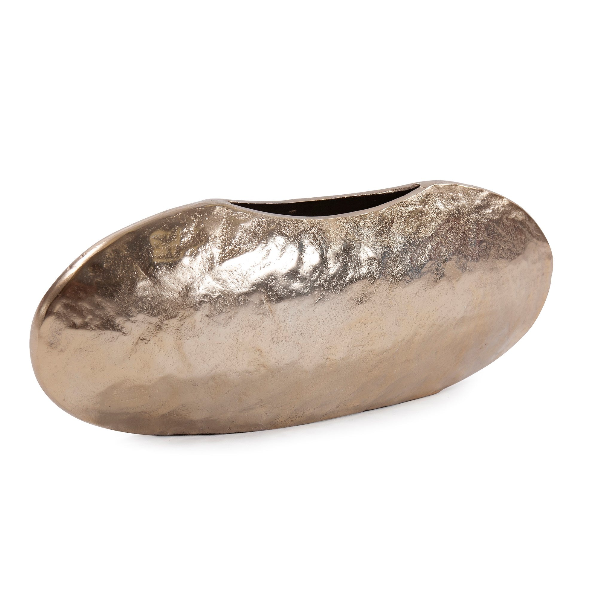 Hammered Organic Gold Aluminum Canoe Vase, Small