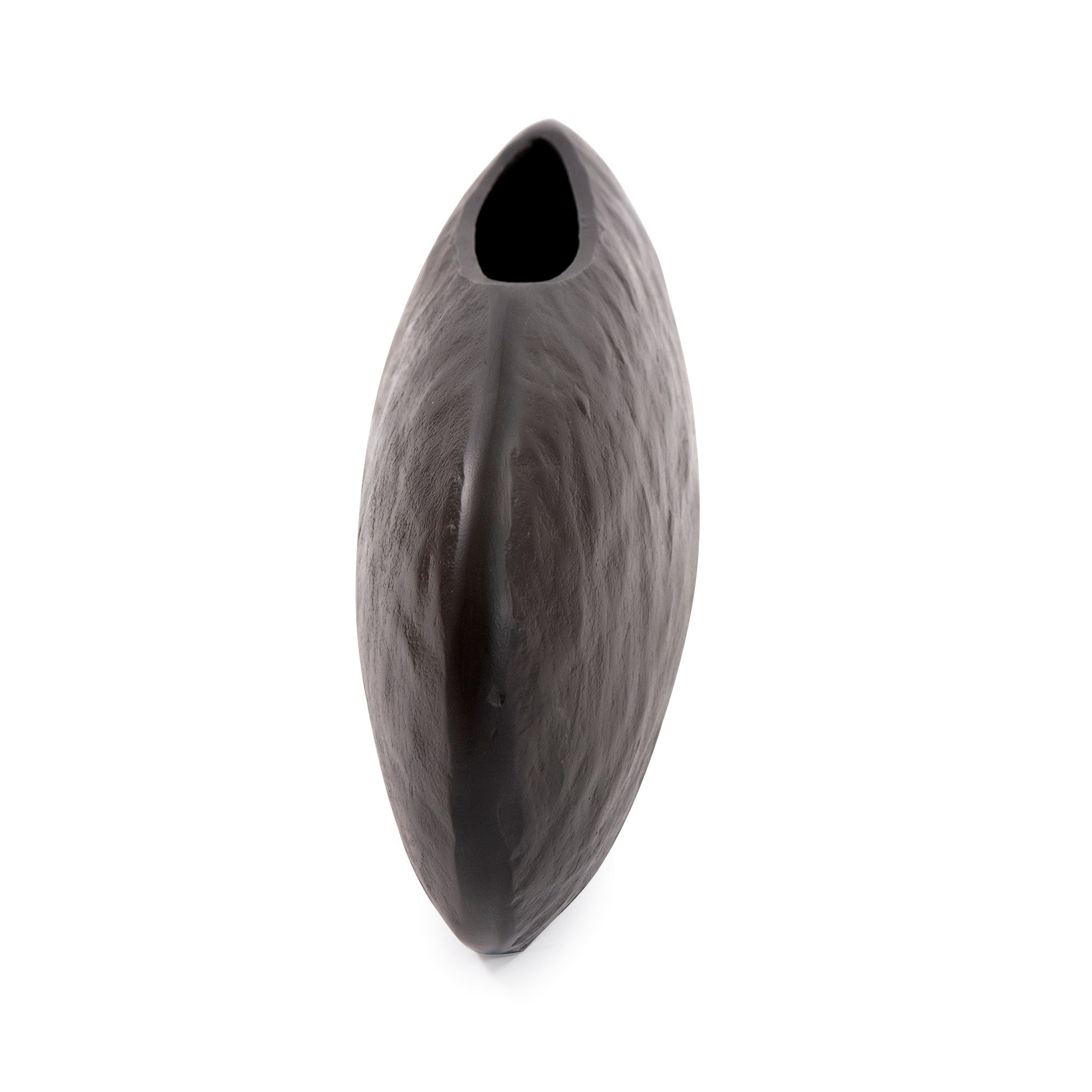 Hammered Organic Ebony Aluminum Canoe Vase, Large