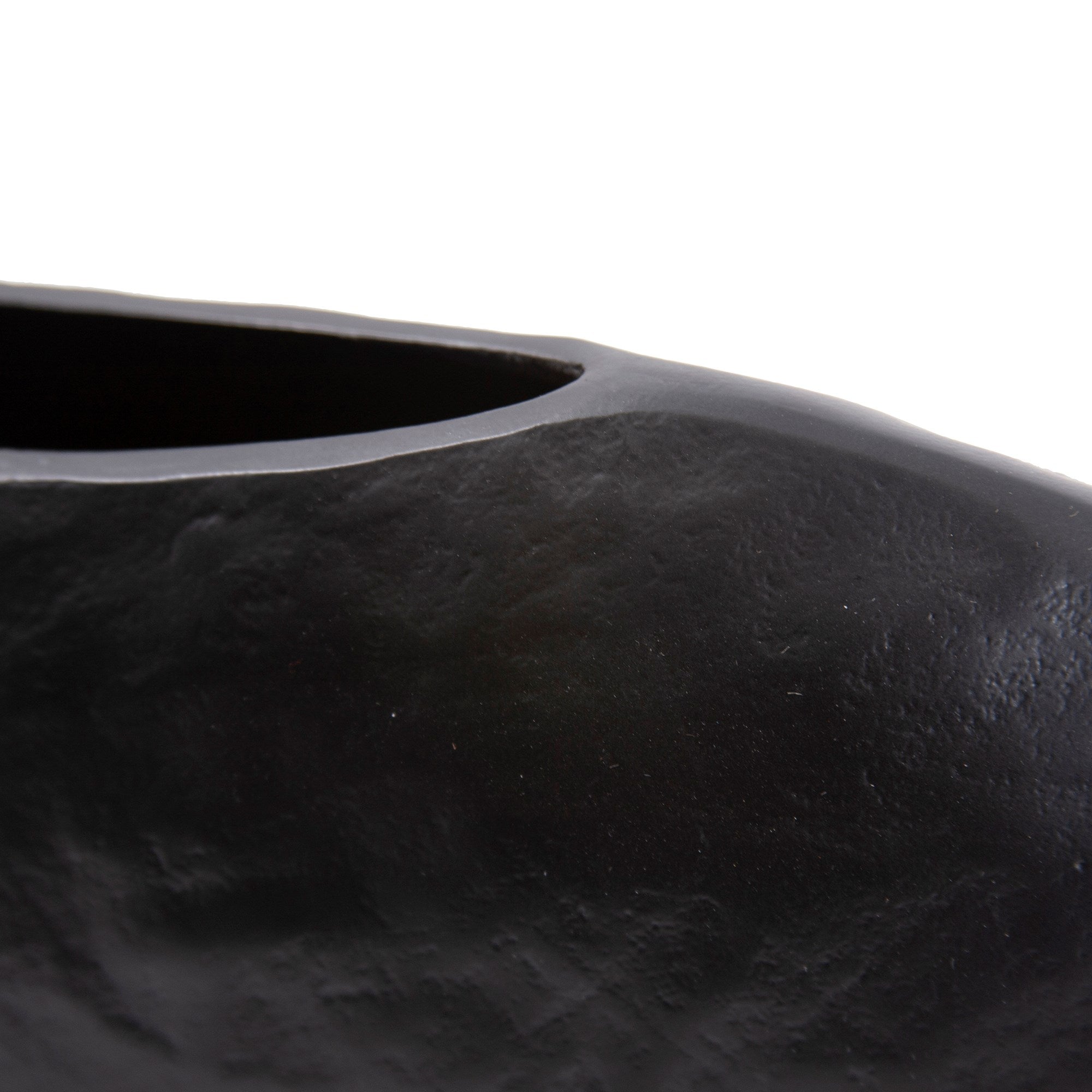 Hammered Organic Ebony Aluminum Canoe Vase, Large