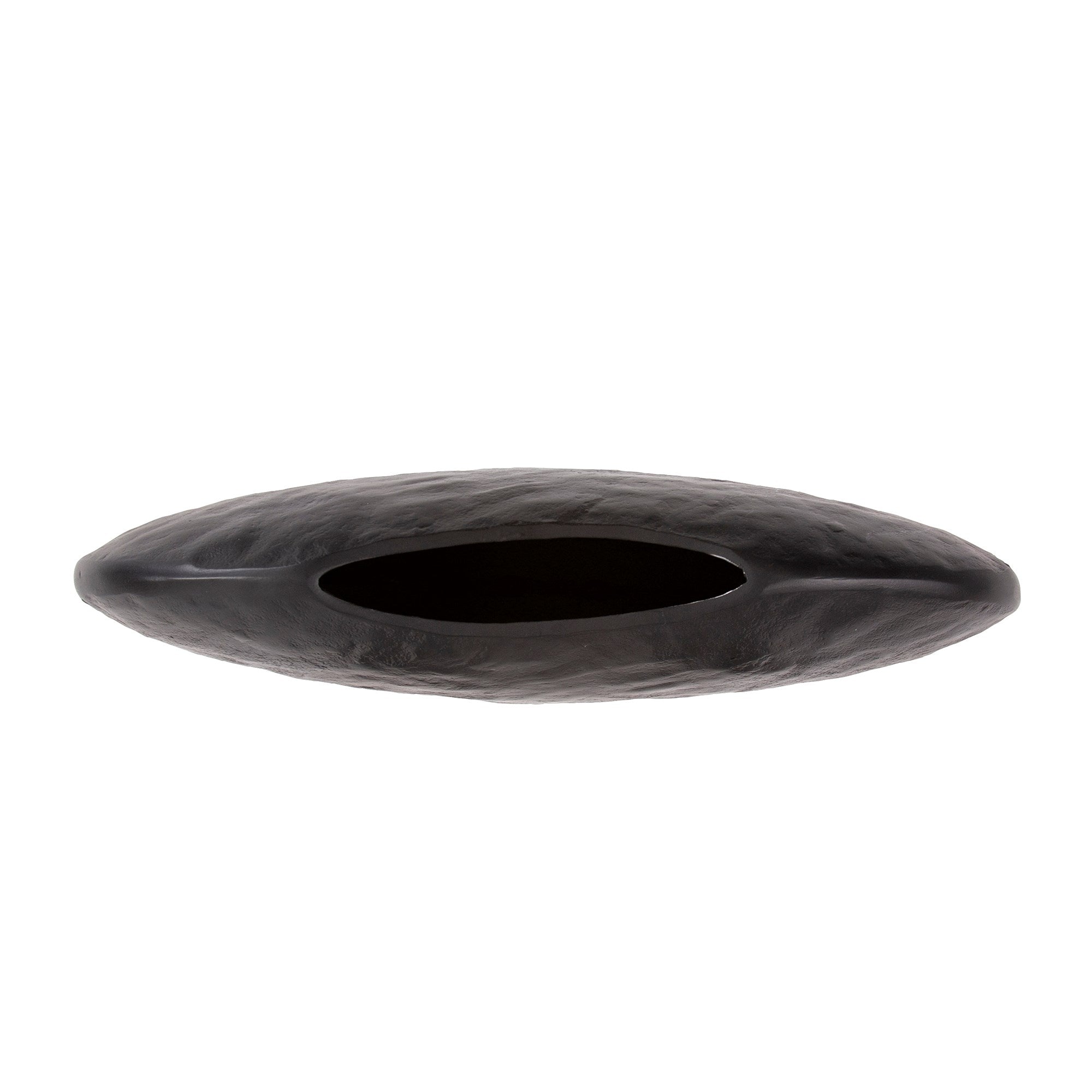 Hammered Organic Ebony Aluminum Canoe Vase, Large