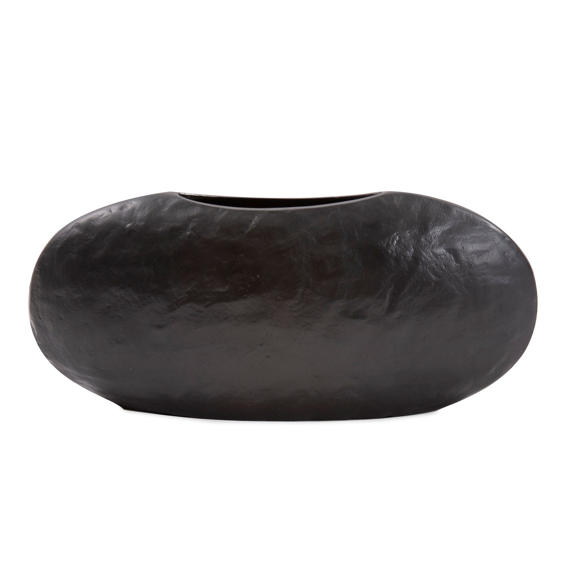 Hammered Organic Ebony Aluminum Canoe Vase, Large