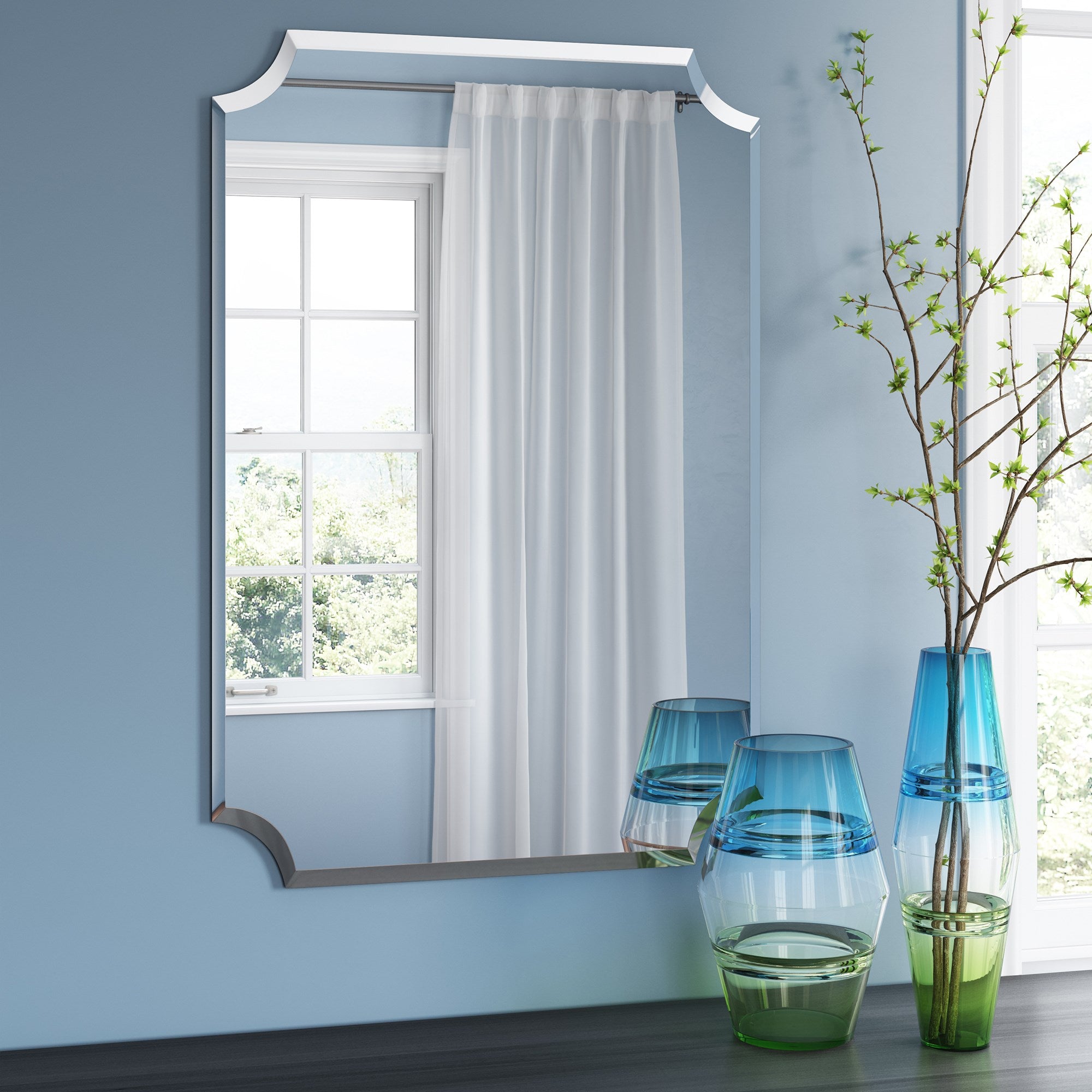 Scalloped Frameless Mirror
