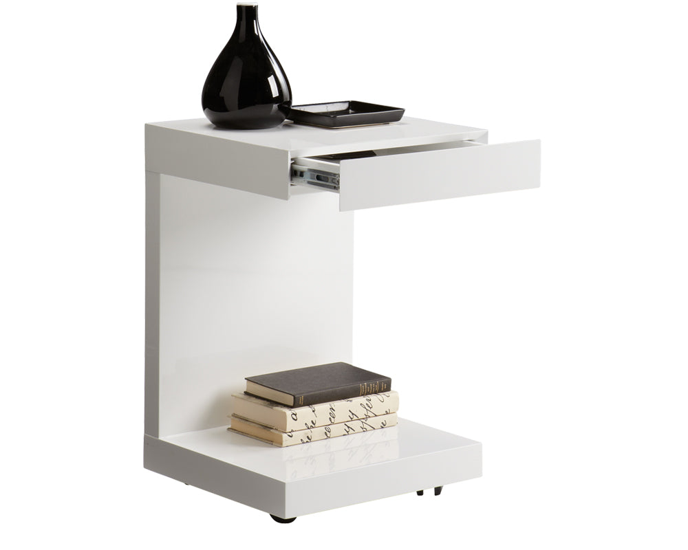 Bachelor End Table - High Gloss White