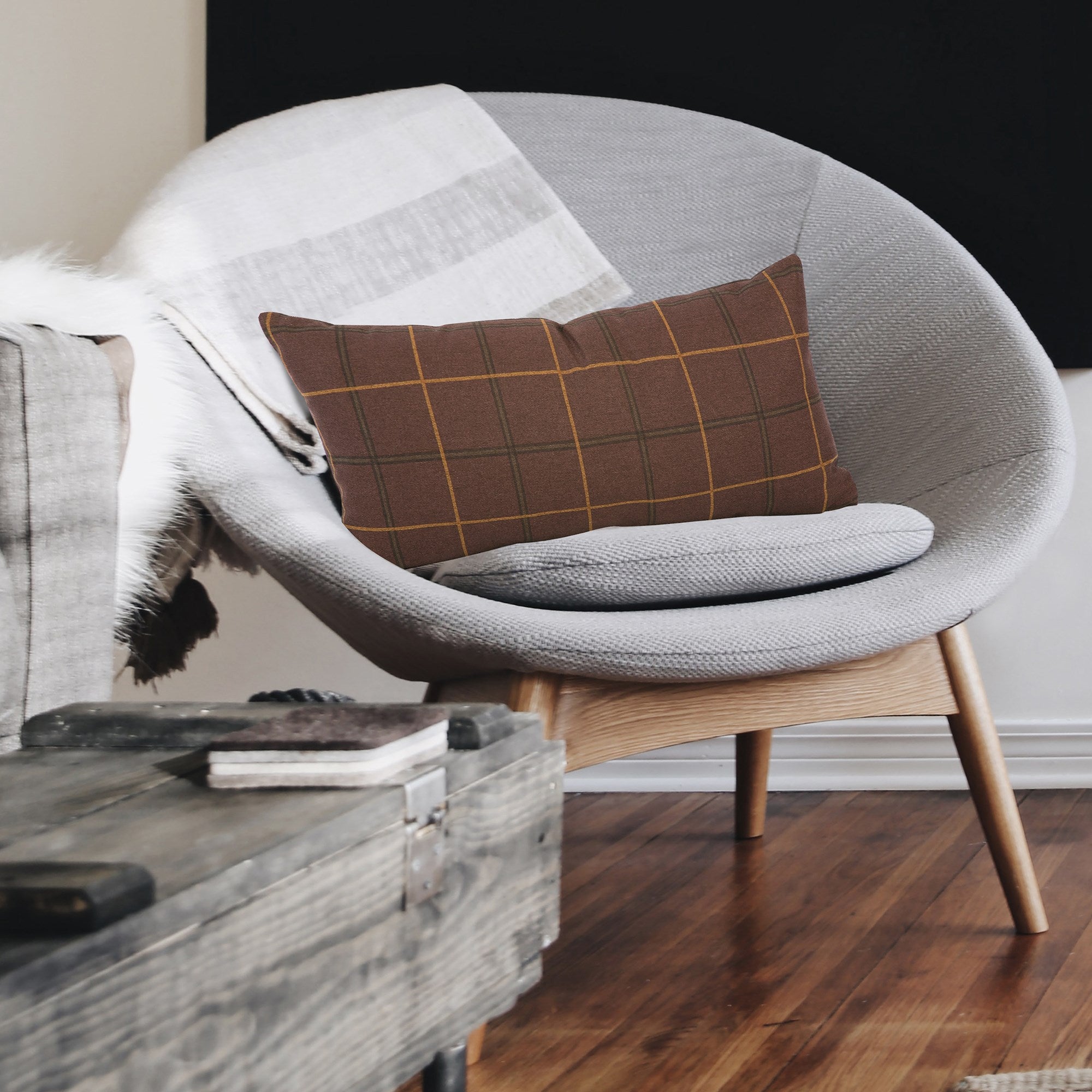 Oxford Chocolate Kidney Pillow- 11" x 22"