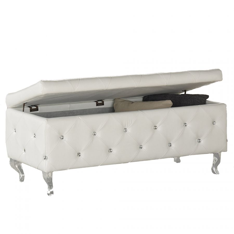 Monique White Rectangular Storage Ottoman