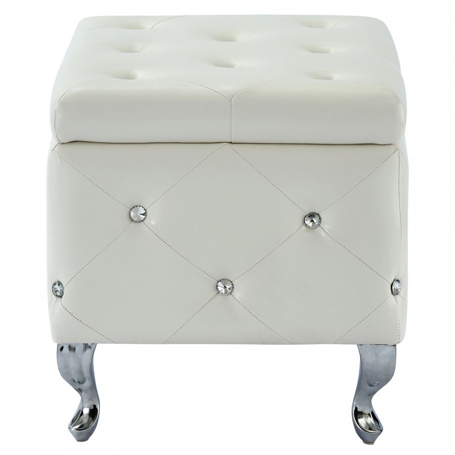 Monique White Rectangular Storage Ottoman