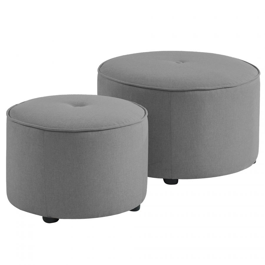 Etro Light Grey 2 Piece Round Ottoman Set