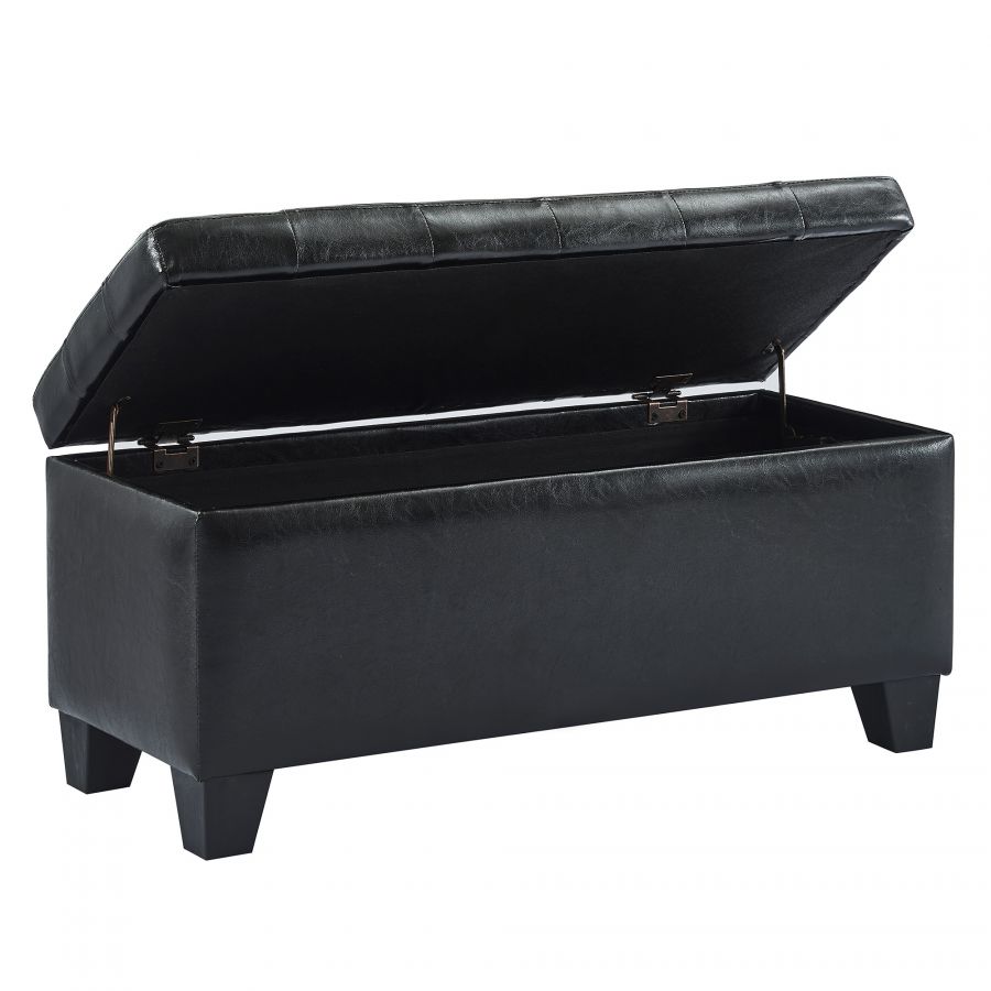 Winston Black Rectangular Storage Ottoman