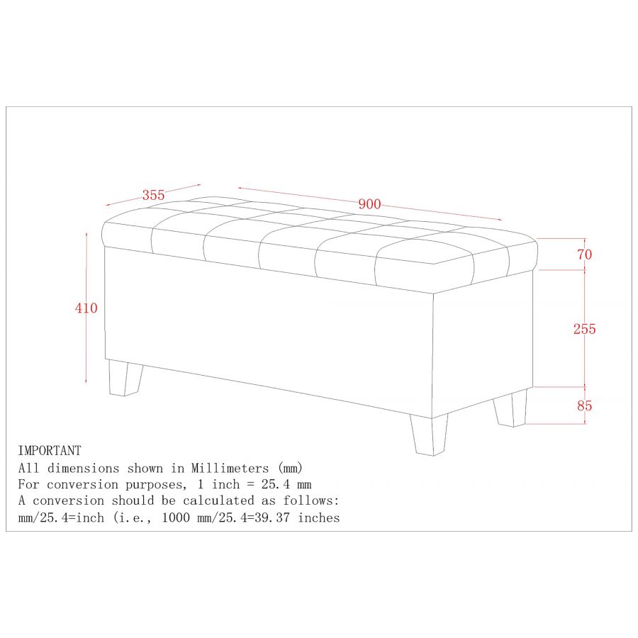 Winston Black Rectangular Storage Ottoman