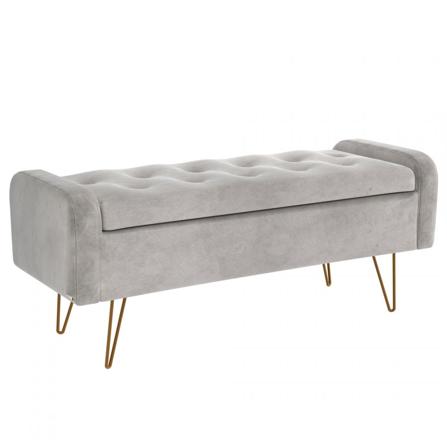 Sabel Grey Storage Ottoman/Bench