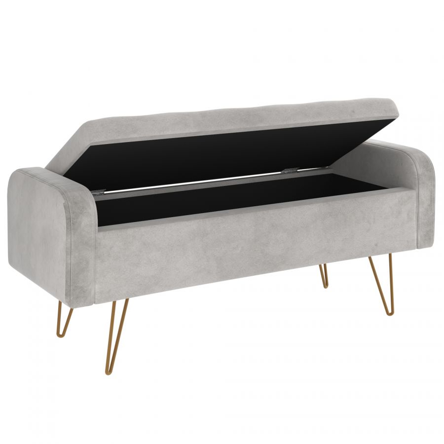 Sabel Grey Storage Ottoman/Bench