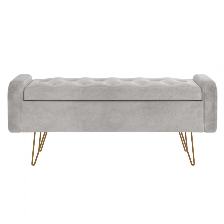 Sabel Grey Storage Ottoman/Bench