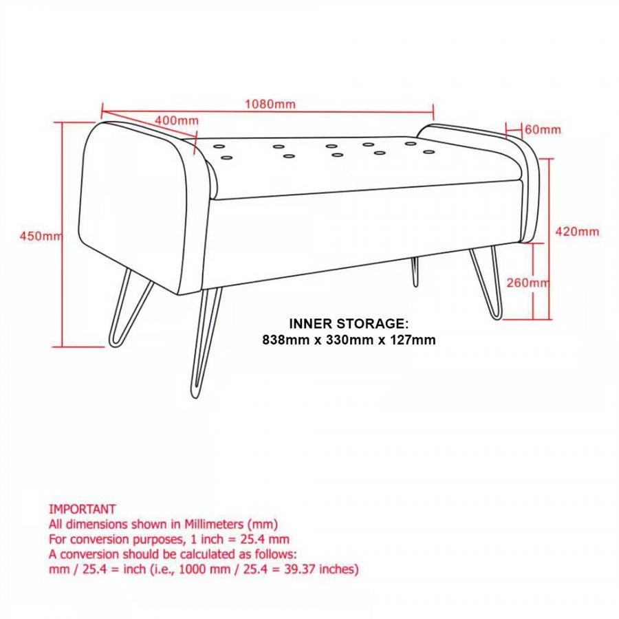 Odet Grey Storage Bench - Ottoman