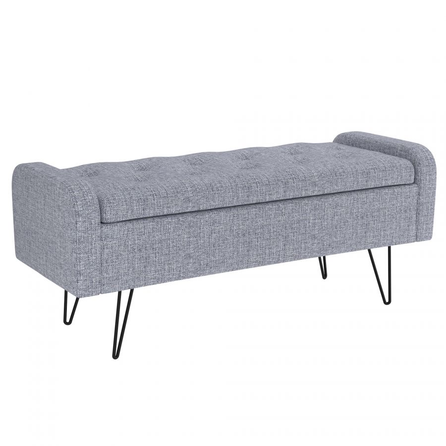 Odet Grey Storage Bench - Ottoman
