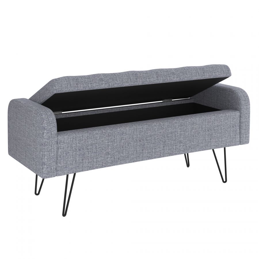 Odet Grey Storage Bench - Ottoman
