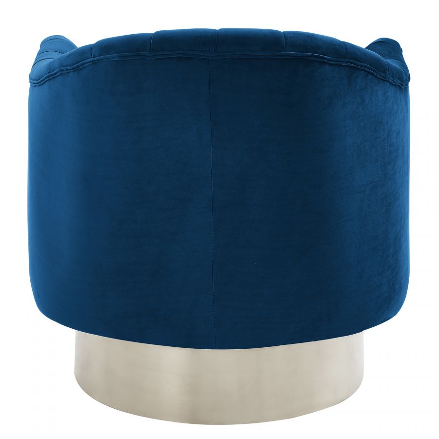 Cortina Blue - Silver Swivel Accent Chair