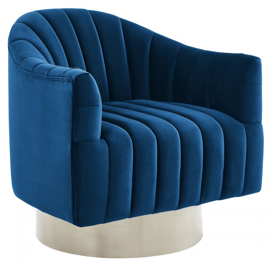 Cortina Blue - Silver Swivel Accent Chair
